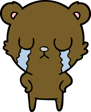 Bir insan tarafından çizilmiş ağlayan çizgi film ayısı.