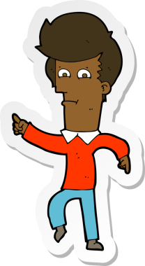 Bir insan tarafından çizilmiş bir karikatür adamın çıkartması.