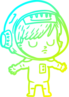 Bir insan tarafından çizilmiş soğuk gradyan çizgili astronot kadın çizimi.