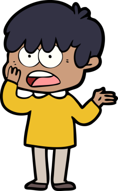 Bir insan tarafından çizilmiş endişeli çizgi film çocuğu.