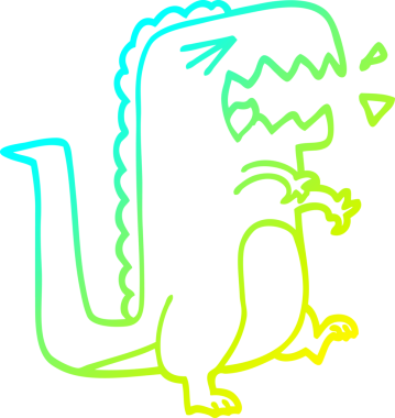 Bir insan tarafından çizilen kükreyen bir çizgi filmin soğuk gradyan çizimi