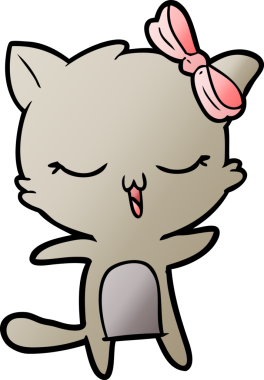 Bir insan tarafından çizilmiş kafasında yay olan çizgi film kedisi.