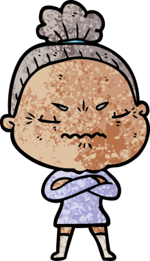 Çizgi film bir insan tarafından çizilmiş yaşlı bir kadın tarafından rahatsız edildi.