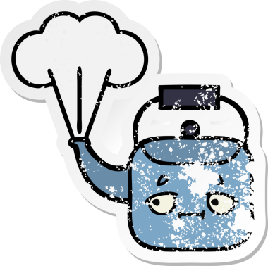 Bir insan tarafından çizilmiş dumanı tüten tatlı bir karikatür çıkartması.