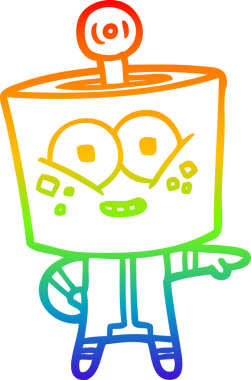 gökkuşağı gradyan çizimi mutlu çizgi robot bir insan tarafından çizilmiş