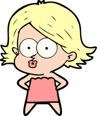 Çizgi film kızı somurtuyor bir insan tarafından