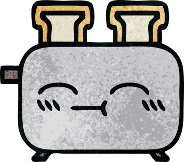 Bir insan tarafından çizilmiş bir tost makinesinin retro grunge doku karikatürü