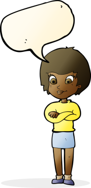 Bir insan tarafından çizilmiş konuşma balonu olan gururlu bir karikatür.