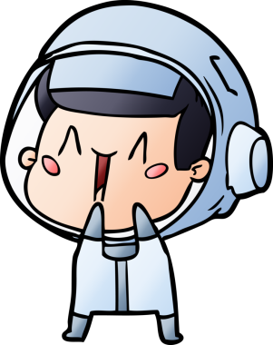 Bir insan tarafından çizilmiş mutlu astronot çizgi filmi.