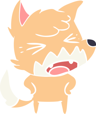 bir insan tarafından çizilmiş kızgın düz renkli tilki çizimi