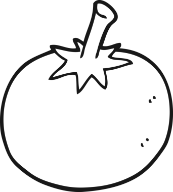 Bir insan tarafından çizilmiş siyah beyaz domates.