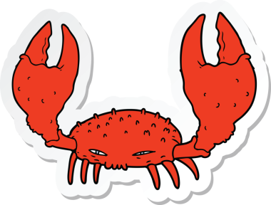 Bir insan tarafından çizilmiş karikatür yengeci çıkartması.