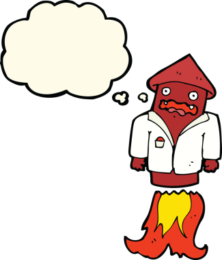 Bir insan tarafından çizilmiş düşünce balonlu iş elbisesi içinde havai fişekler.