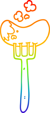 gökkuşağı gradyan çizimi bir insan tarafından çizilmiş sosis ve çatal