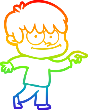 gökkuşağı gradyanı çizimi bir insan tarafından çizilmiş mutlu bir çizgi film adamı