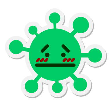 Bir insan tarafından çizilmiş mide bulandırıcı virüs etiketi.