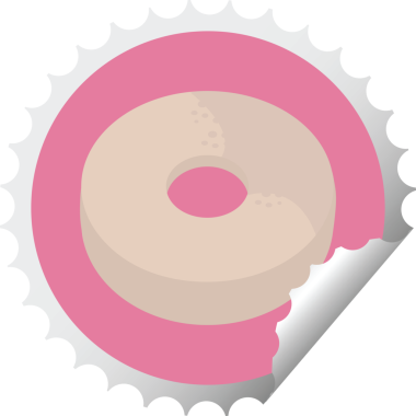 bir insan tarafından çizilmiş donut grafik vektör illüstrasyon yuvarlak etiketi