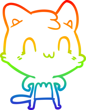 gökkuşağı gradyan çizgi çizimi Bir insan tarafından çizilmiş mutlu kedi