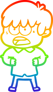 Bir insan tarafından çizilmiş endişeli bir çizgi film çocuğunun çizimi.