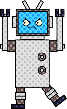 bir insan tarafından çizilmiş bir robotun çizgi roman tarzı