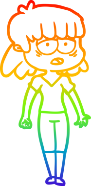 gökkuşağı gradyan çizgi çizimi bir insan tarafından çizilmiş yorgun bir kadın