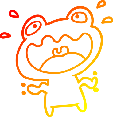 Bir insan tarafından çizilmiş sevimli bir kurbağanın sıcak çizgi çizimi