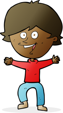 Bir insan tarafından çizilmiş mutlu çocuk çizgi filmi.