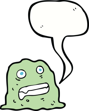 Bir insan tarafından çizilmiş baloncuklu çizgi film yaratığı.