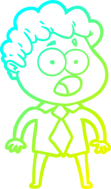 Bir insan tarafından çekilen şaşkınlık içinde soluk soluğa bir çizgi film karakteri çizimi.