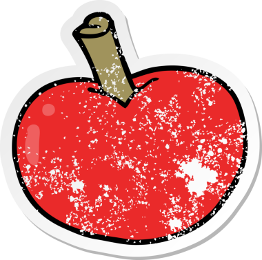 Bir insan tarafından çizilmiş karikatür elmasının sıkıntılı çıkartması.