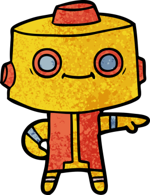 Bir insan tarafından çizilmiş çizgi film robotu