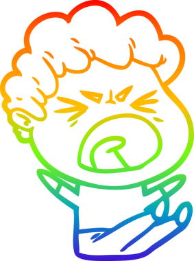 Bir insan tarafından çizilmiş öfkeli bir adamın çizdiği gökkuşağı gradyan çizgisi.