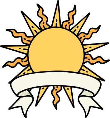 Bir insan tarafından çizilmiş geleneksel güneş dövmesi.