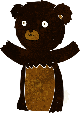 Bir insan tarafından çizilmiş sevimli çizgi film kara ayısı.