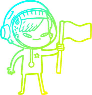 Bir insan tarafından çizilmiş soğuk gradyan çizgili astronot kadın çizimi.