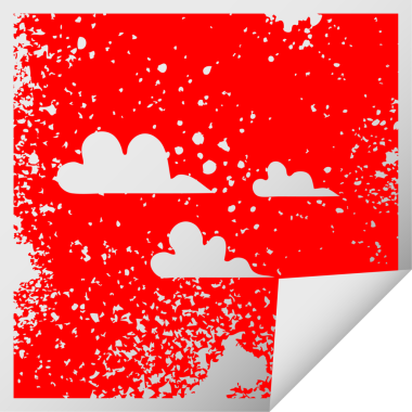 Bir insan tarafından çizilmiş bir bulutun kare soyulmuş çıkartması.