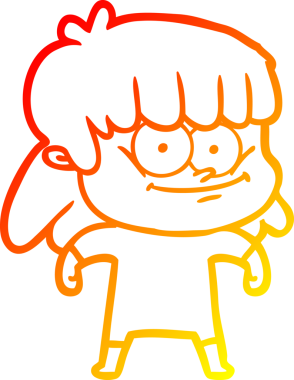 Bir insan tarafından çizilmiş gülümseyen bir karikatür çizimi