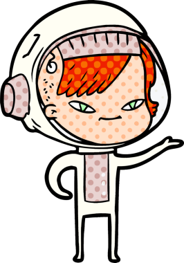 Bir insan tarafından çizilmiş astronot kadın.