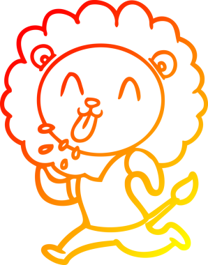 Bir insan tarafından çizilmiş mutlu çizgi film aslanının sıcak çizgi çizimi