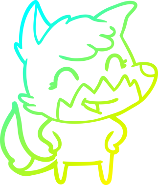 Bir insan tarafından çizilmiş mutlu bir tilkinin soğuk çizgi çizimi.