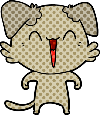 Bir insan tarafından çizilmiş küçük mutlu köpek çizgi filmi.