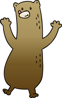 bir insan tarafından çizilmiş gölgelenmiş garip çizgi film ayısı.