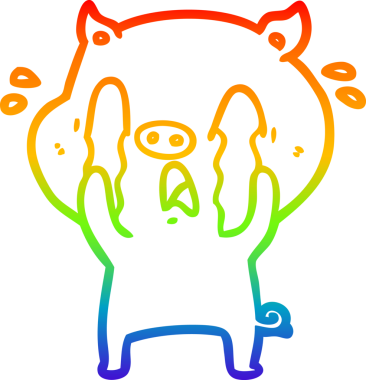 gökkuşağı gradyan çizimi bir insan tarafından çizilmiş ağlayan domuz çizgi filmi
