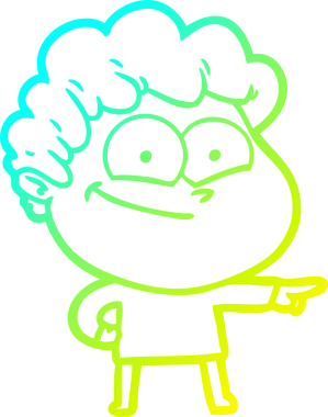 Bir insan tarafından çizilmiş mutlu bir adamın soğuk çizgi çizimi.