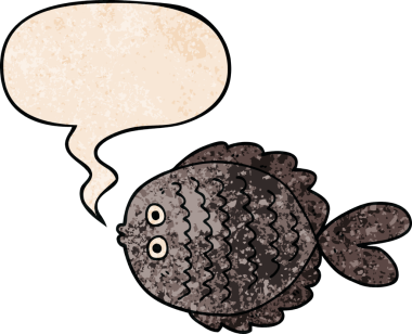 bir insan tarafından çizilmiş eski moda konuşma baloncuklu karikatür düz balık