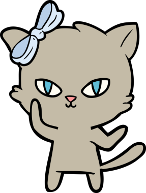 Bir insan tarafından çizilmiş sevimli çizgi film kedisi.