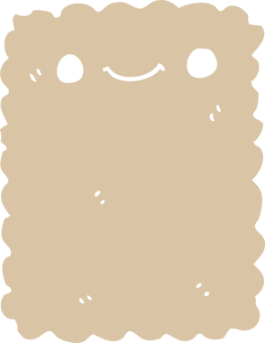 Bir insan tarafından çizilmiş düz renkli çizgi film bisküvisi