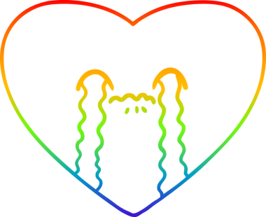 Çizgi film çizen gökkuşağı gradyanı bir insan tarafından çizilmiş hasta bir kalp.