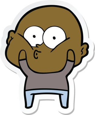 Bir insan tarafından çizilmiş kel bir adamın çıkartması.