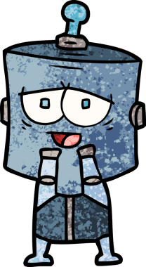 Bir insan tarafından çizilmiş çizgi film robotu